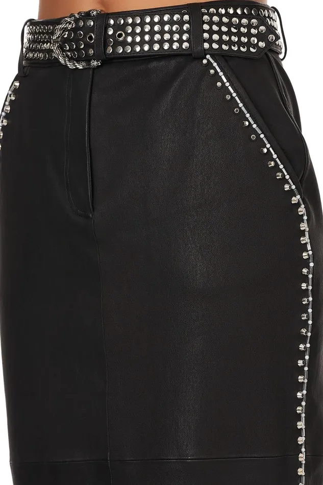 Women Skirts Camilla Belted Leather Skirt Leather