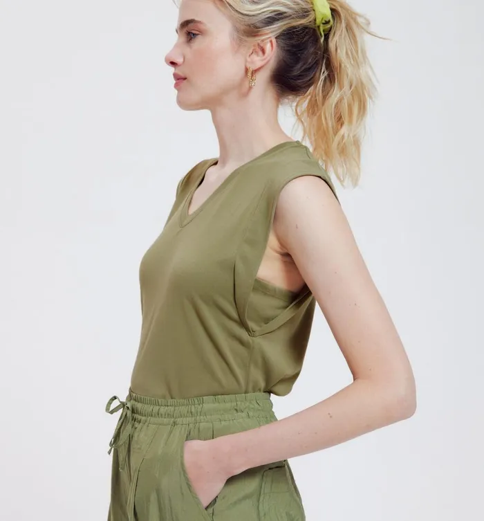 Women Sleeveless Top 8211 Khaki Promod Tops Women Sleeveless Top 8211 Khaki Promod Tops