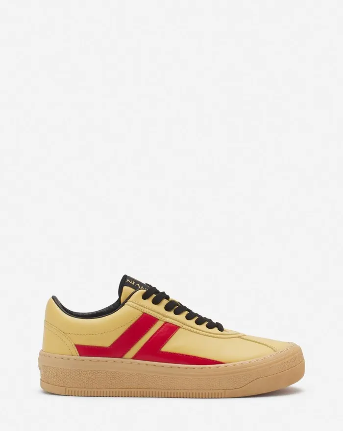Women Sneakers Lanvin Lanvin X Future Leather Cash Sneakers For Women Bright Yellowred