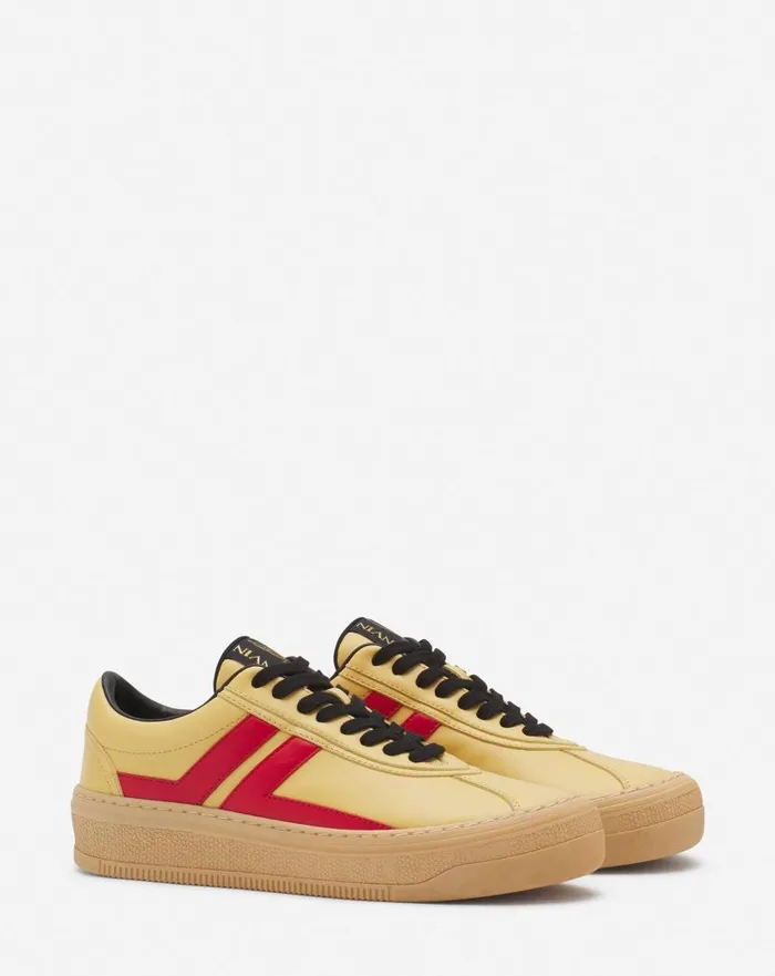 Women Sneakers Lanvin Lanvin X Future Leather Cash Sneakers For Women Bright Yellowred Women Sneakers Lanvin Lanvin X Future Leather Cash Sneakers For Women Bright Yellowred