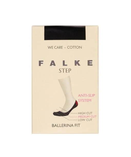 Women Step Medium Cut Box Women No Show Socks Black FALKE No Show Socks