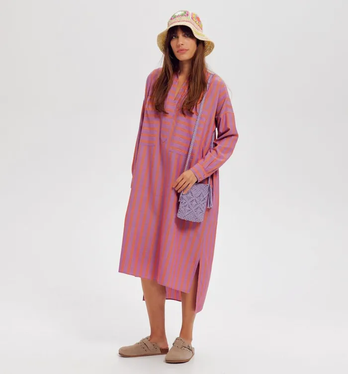 Women Striped Kaftan 8211 Pink Stripes Promod Dresses Women Striped Kaftan 8211 Pink Stripes Promod Dresses