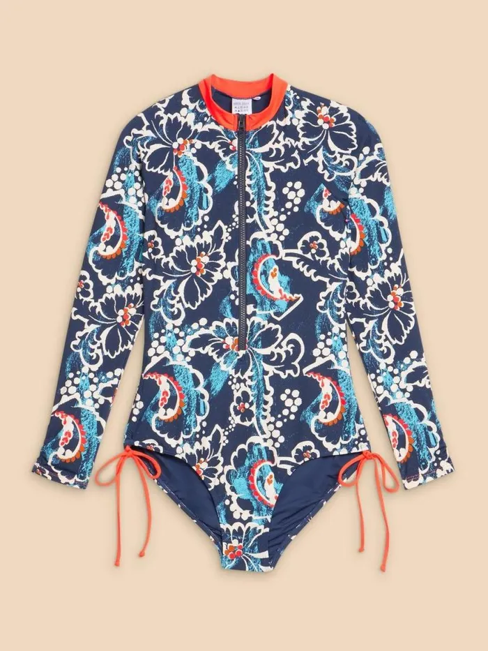 Women Swimwear White Stuff Berri Tummy Control Swimsuit Navy Multi