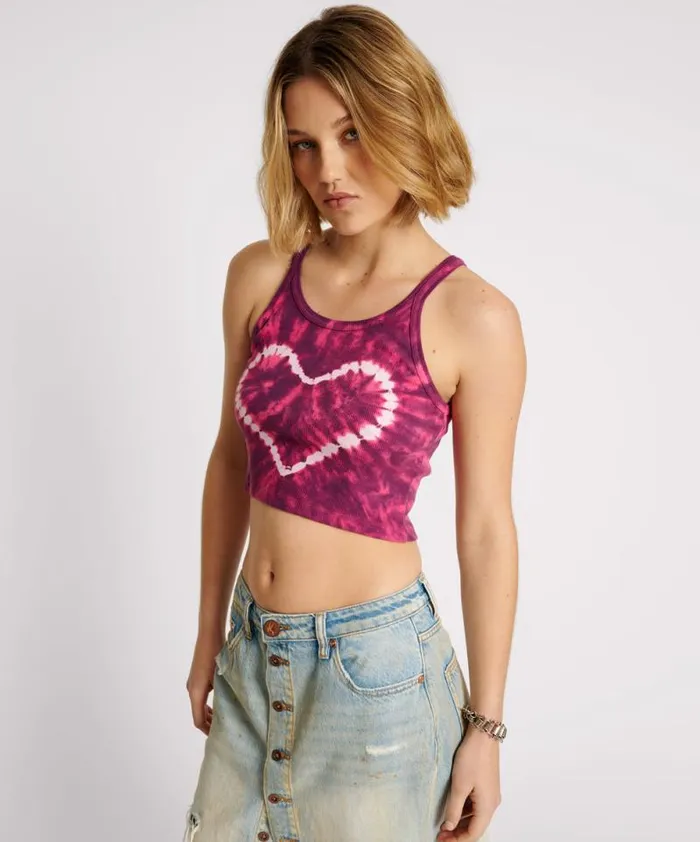 Women TIE DYE HEART CROPPED RIB TANK One Teaspoon Tees and Tanks Women TIE DYE HEART CROPPED RIB TANK One Teaspoon Tees and Tanks