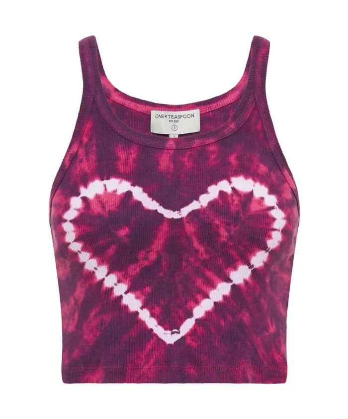 Women TIE DYE HEART CROPPED RIB TANK One Teaspoon Tees and Tanks Women TIE DYE HEART CROPPED RIB TANK One Teaspoon Tees and Tanks