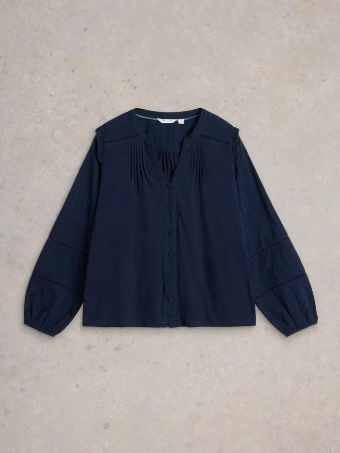 Women Tops and Tees White Stuff BLOSSOM BUTTON NECK BOHO TOP French Navy Women Tops and Tees White Stuff BLOSSOM BUTTON NECK BOHO TOP French Navy