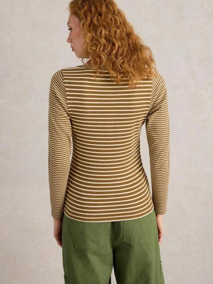 Women Tops and Tees White Stuff HALLEY RIB STRIPE HENLEY Chartreuse Multi Women Tops and Tees White Stuff HALLEY RIB STRIPE HENLEY Chartreuse Multi