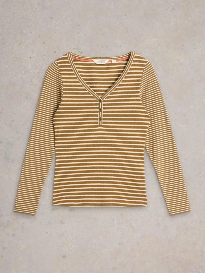 Women Tops and Tees White Stuff HALLEY RIB STRIPE HENLEY Chartreuse Multi Women Tops and Tees White Stuff HALLEY RIB STRIPE HENLEY Chartreuse Multi