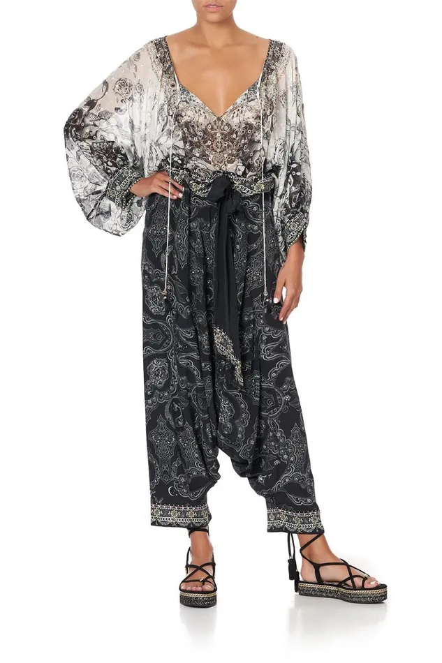 Women Tops Camilla Raglan Sleeve Blouse With Cuff Midnight Pearl