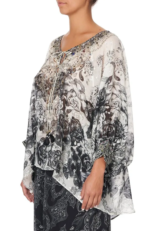 Women Tops Camilla Raglan Sleeve Blouse With Cuff Midnight Pearl