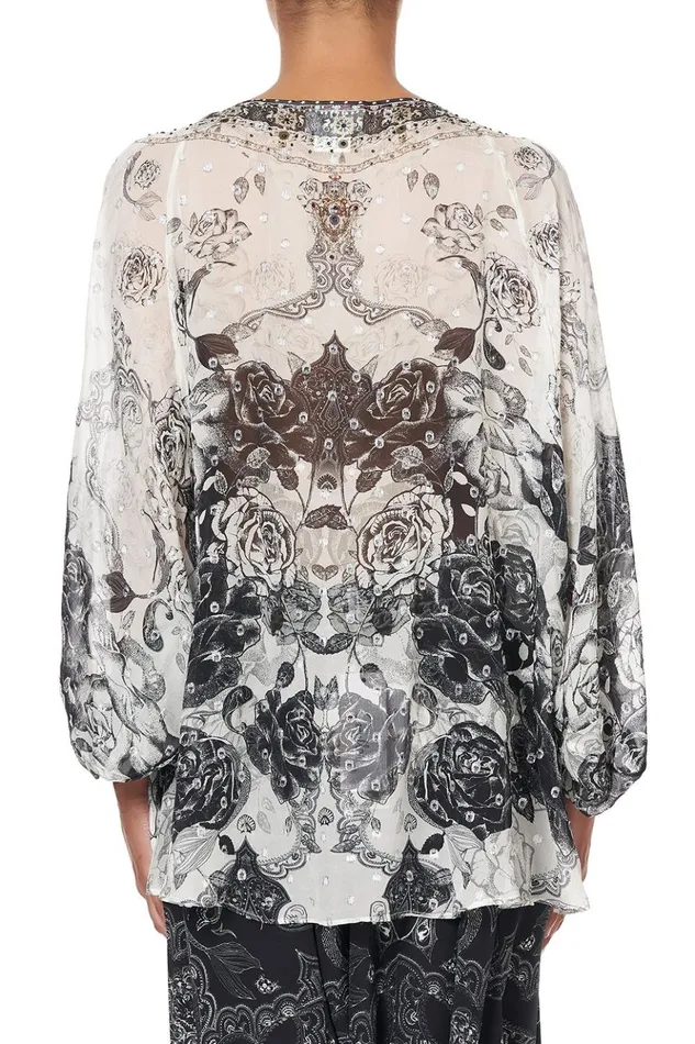 Women Tops Camilla Raglan Sleeve Blouse With Cuff Midnight Pearl