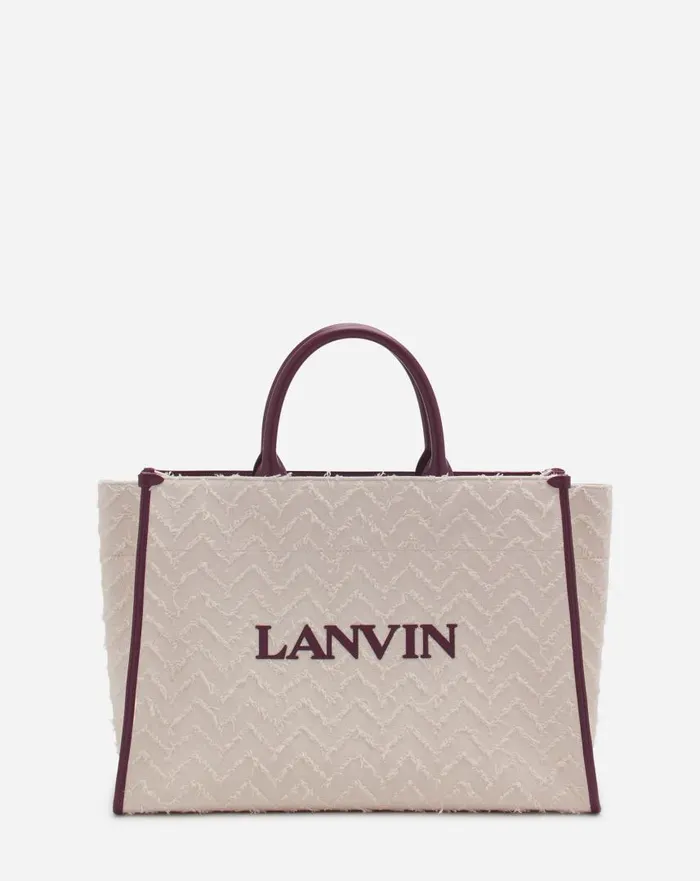 Women Tote Bags and Top Handle Bags Lanvin Herringbone Motif Inandout Mm Tote Bag Dark Beigeburgundy Women Tote Bags and Top Handle Bags Lanvin Herringbone Motif Inandout Mm Tote Bag Dark Beigeburgundy