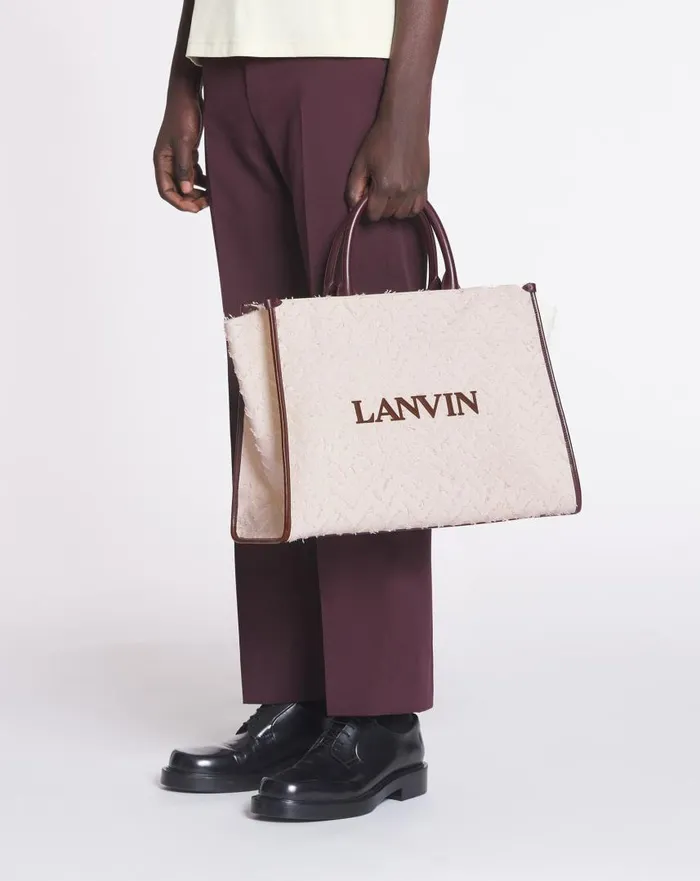 Women Tote Bags and Top Handle Bags Lanvin Herringbone Motif Inandout Mm Tote Bag Dark Beigeburgundy Women Tote Bags and Top Handle Bags Lanvin Herringbone Motif Inandout Mm Tote Bag Dark Beigeburgundy
