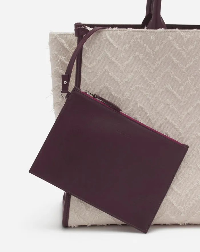 Women Tote Bags and Top Handle Bags Lanvin Herringbone Motif Inandout Mm Tote Bag Dark Beigeburgundy Women Tote Bags and Top Handle Bags Lanvin Herringbone Motif Inandout Mm Tote Bag Dark Beigeburgundy