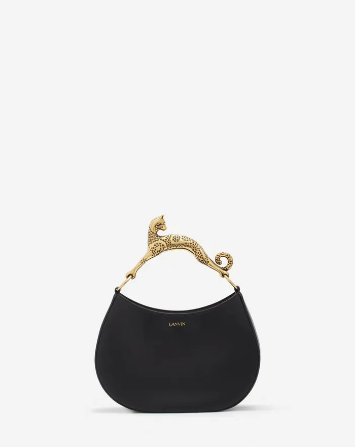 Women Tote Bags and Top Handle Bags Lanvin Hobo Cat Bag In Lamb Leather Black