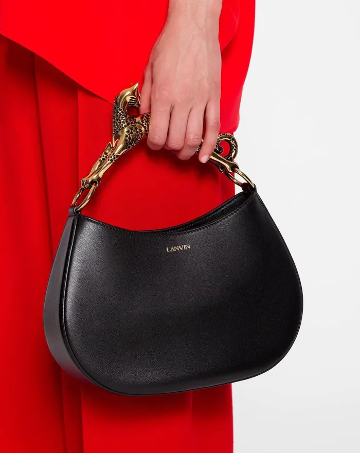 Women Tote Bags and Top Handle Bags Lanvin Hobo Cat Bag In Lamb Leather Black