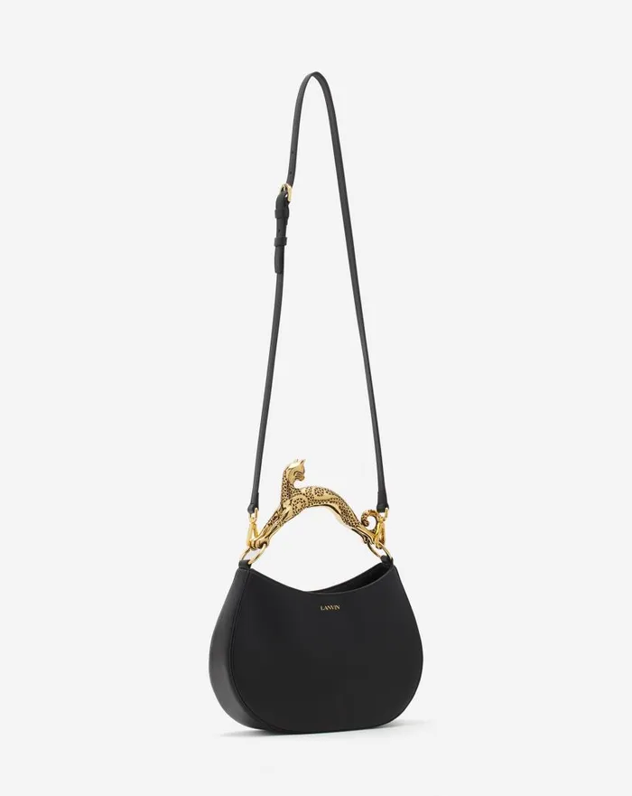 Women Tote Bags and Top Handle Bags Lanvin Hobo Cat Bag In Lamb Leather Black