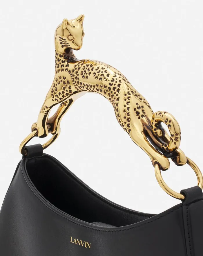 Women Tote Bags and Top Handle Bags Lanvin Hobo Cat Bag In Lamb Leather Black