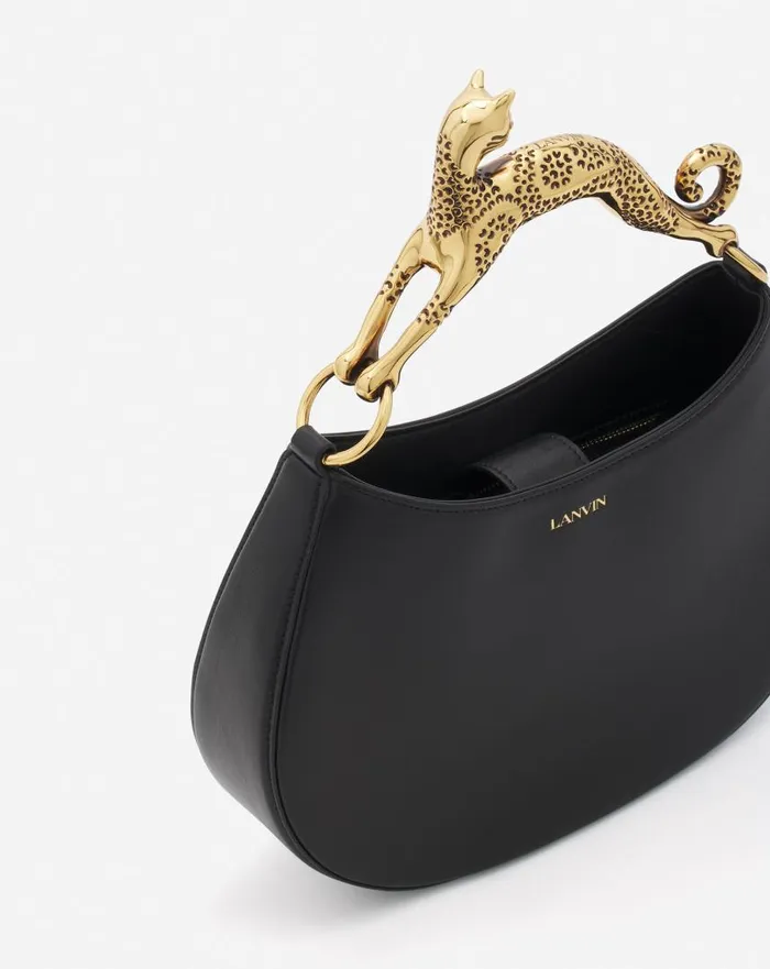 Women Tote Bags and Top Handle Bags Lanvin Hobo Cat Bag In Lamb Leather Black