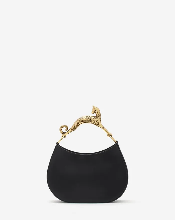 Women Tote Bags and Top Handle Bags Lanvin Hobo Cat Bag In Lamb Leather Black