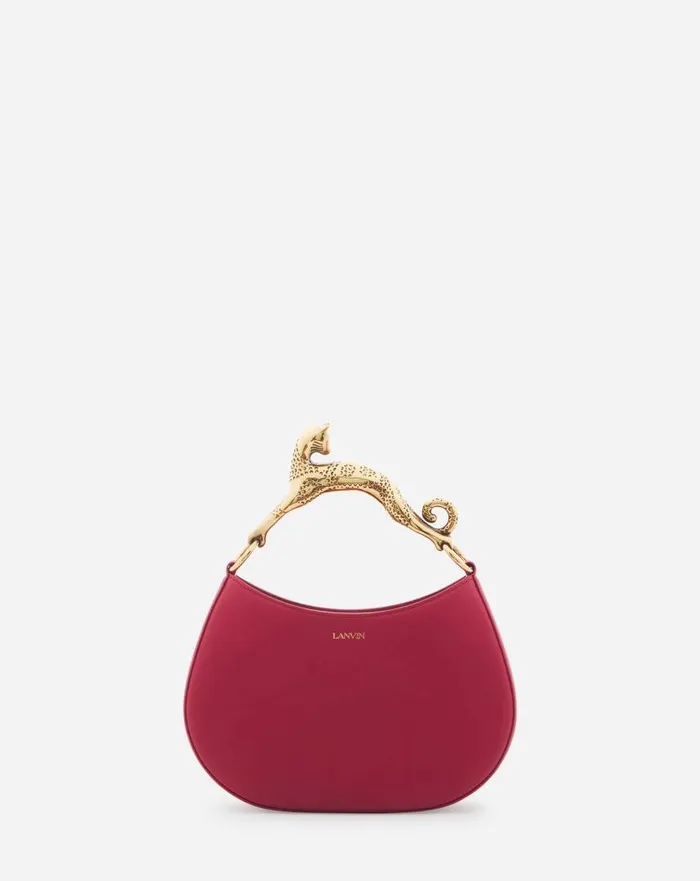 Women Tote Bags and Top Handle Bags Lanvin Hobo Cat Leather Bag Burgundy