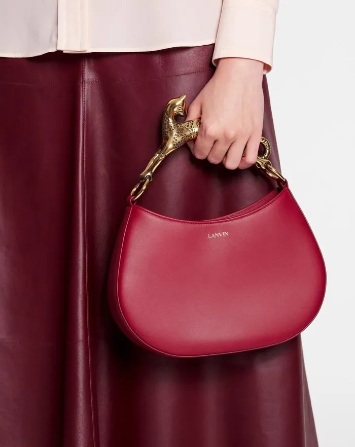 Women Tote Bags and Top Handle Bags Lanvin Hobo Cat Leather Bag Burgundy