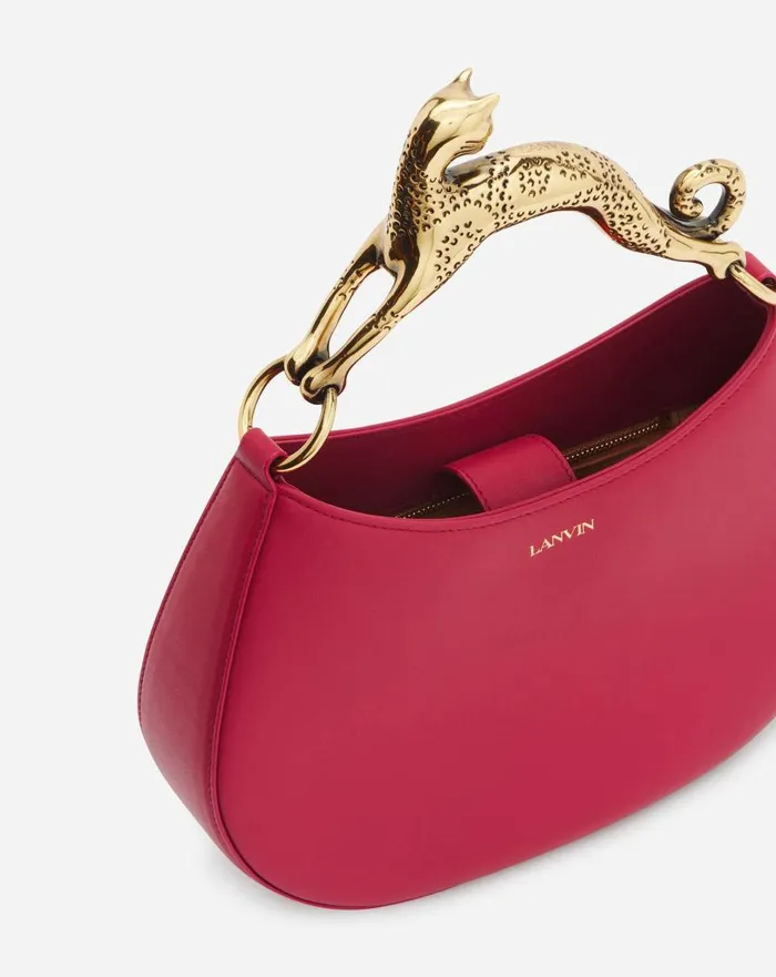 Women Tote Bags and Top Handle Bags Lanvin Hobo Cat Leather Bag Burgundy