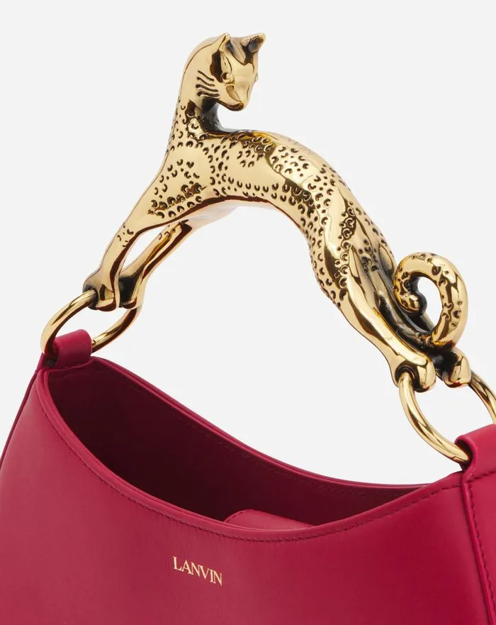 Women Tote Bags and Top Handle Bags Lanvin Hobo Cat Leather Bag Burgundy