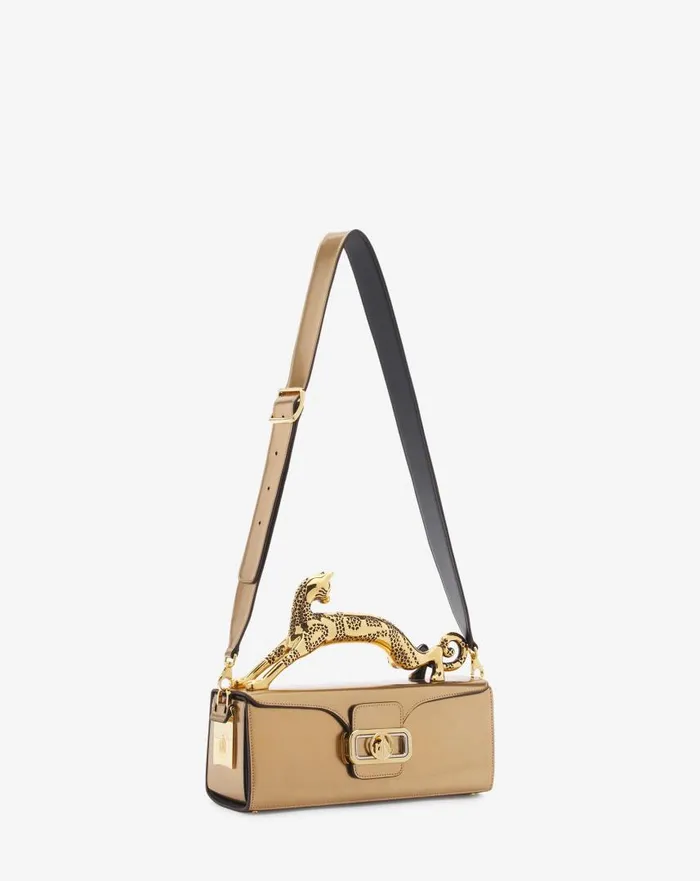 Women Tote Bags and Top Handle Bags Lanvin Medium Pencil Cat Bag In Metallic Leather Gold