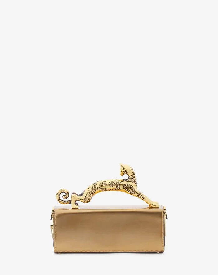 Women Tote Bags and Top Handle Bags Lanvin Medium Pencil Cat Bag In Metallic Leather Gold