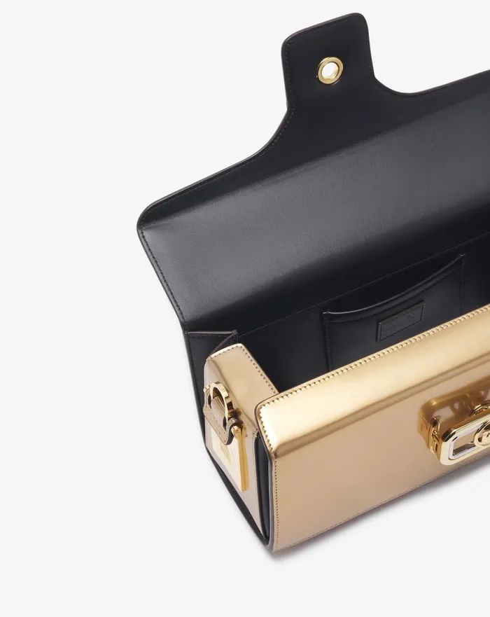 Women Tote Bags and Top Handle Bags Lanvin Medium Pencil Cat Bag In Metallic Leather Gold