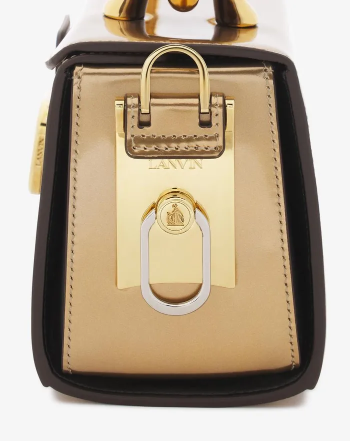 Women Tote Bags and Top Handle Bags Lanvin Medium Pencil Cat Bag In Metallic Leather Gold