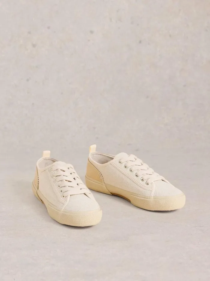 Women Trainers White Stuff Pippa Canvas Lace Up Trainers Light Natural