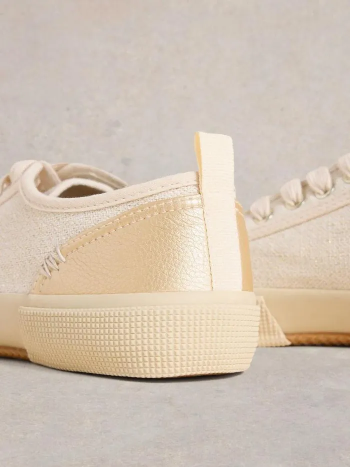 Women Trainers White Stuff Pippa Canvas Lace Up Trainers Light Natural