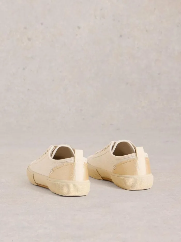 Women Trainers White Stuff Pippa Canvas Lace Up Trainers Light Natural