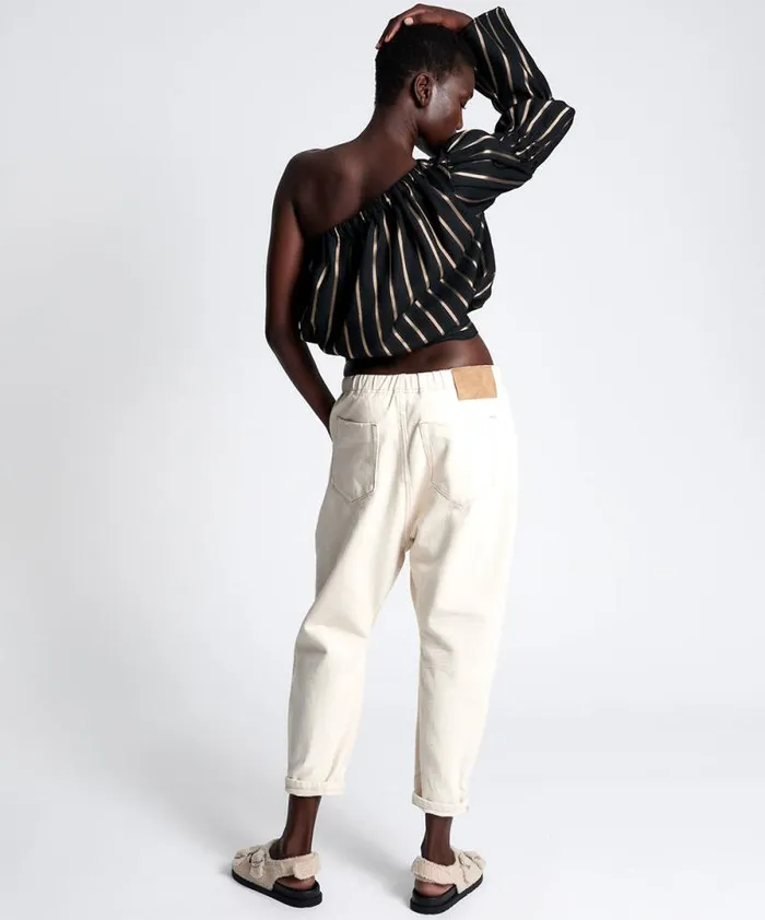 Women TUXEDO STRIPE ONE SHOULDER TOP One Teaspoon Tops Women TUXEDO STRIPE ONE SHOULDER TOP One Teaspoon Tops