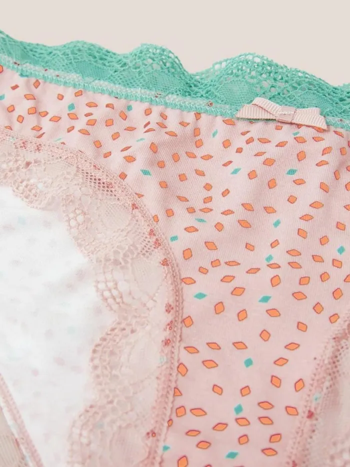 Women Underwear White Stuff Knicker Pink Multi