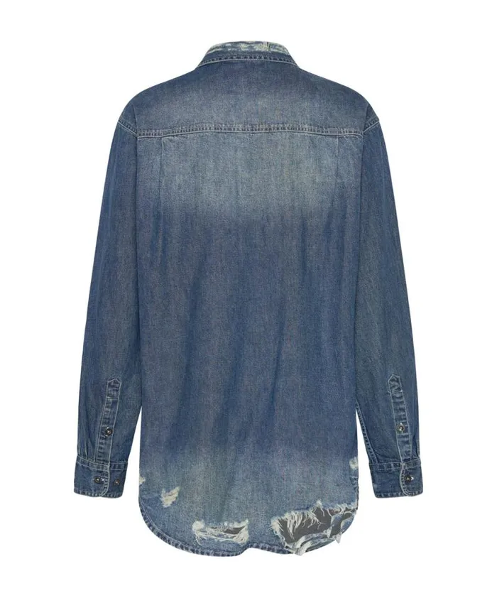 Women USED BLUE CLASSIC EVERYDAY DENIM SHIRT One Teaspoon Denim Tops Women USED BLUE CLASSIC EVERYDAY DENIM SHIRT One Teaspoon Denim Tops