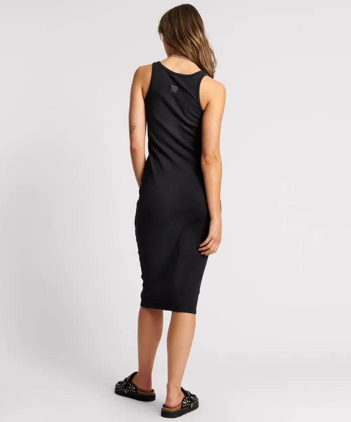 Women WASHED BLACK ONE TEASPOON RIB SINGLET DRESS One Teaspoon Midi and Maxi Dresses