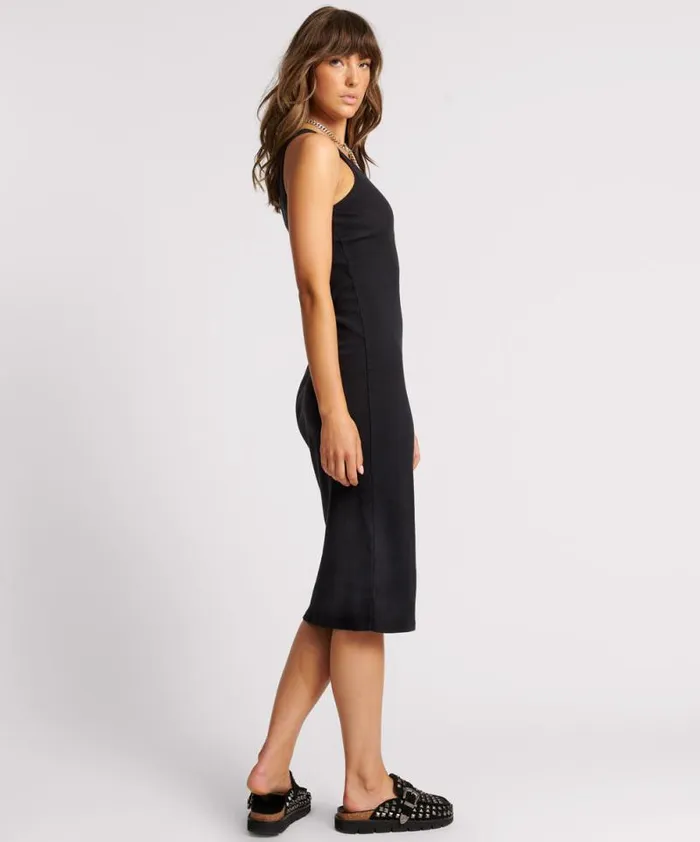Women WASHED BLACK ONE TEASPOON RIB SINGLET DRESS One Teaspoon Midi and Maxi Dresses