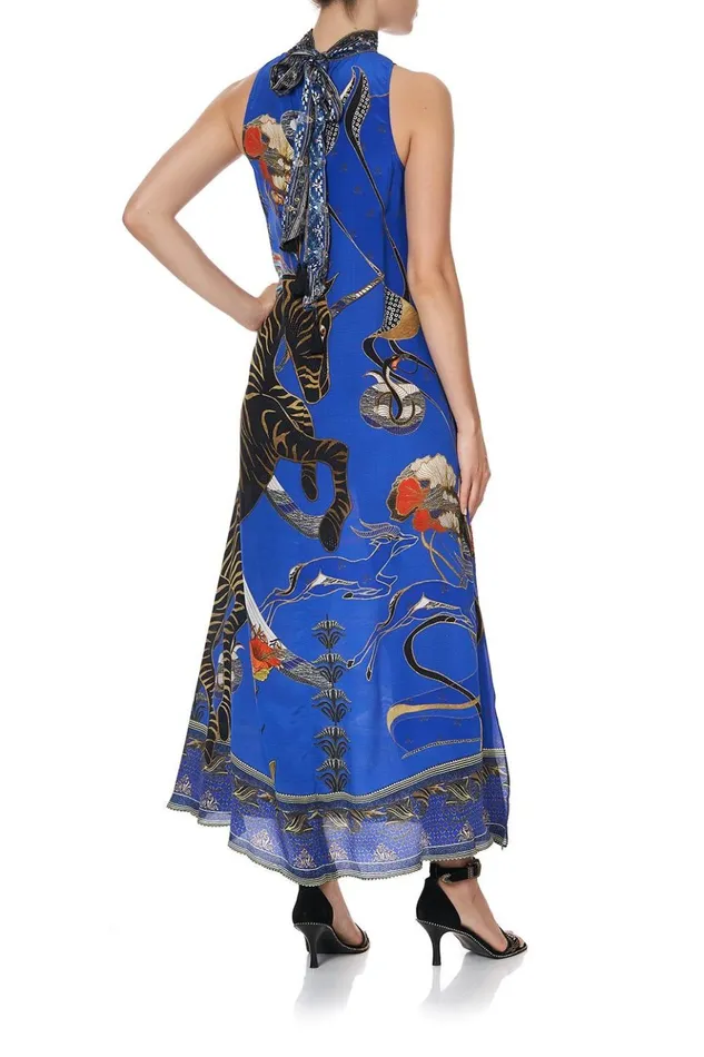 Women Wedding Guest Dresses Camilla High Neck Dress With Back Neck Tie Tree Of Life
