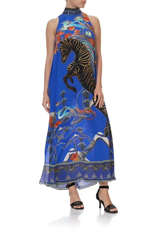 Women Wedding Guest Dresses Camilla High Neck Dress With Back Neck Tie Tree Of Life