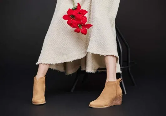 Women WomenClare Tan Leather Wedge Boot Tan TOMS Boots and Booties