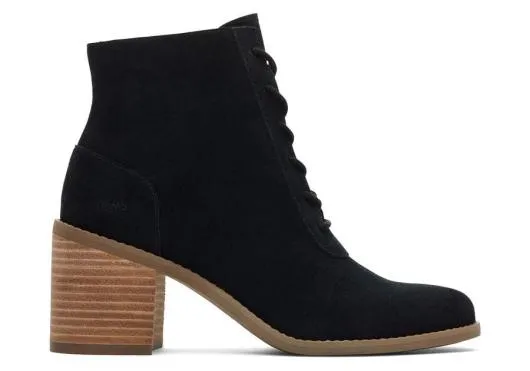 Women WomenEvelyn Black Suede LaceUp Heeled Boot Suede Black TOMS Dress Casual