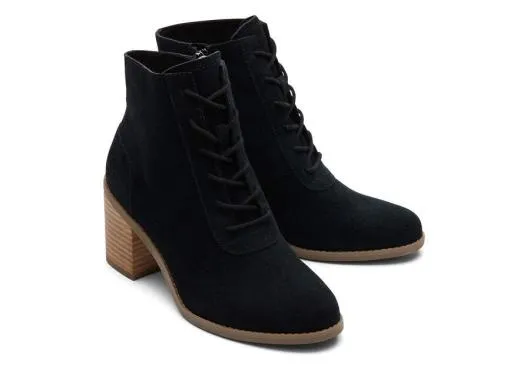 Women WomenEvelyn Black Suede LaceUp Heeled Boot Suede Black TOMS Dress Casual