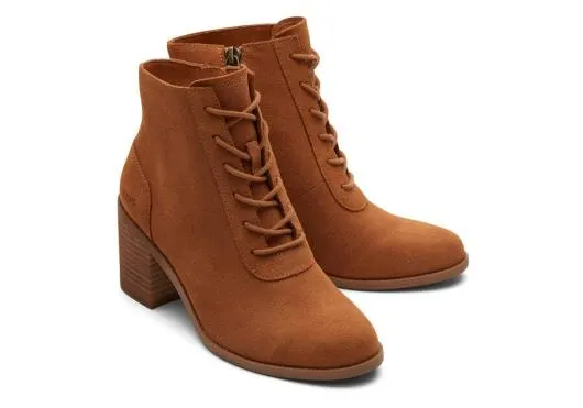 Women WomenEvelyn Tan Suede LaceUp Heeled Boot Suede Tan TOMS Boots and Booties