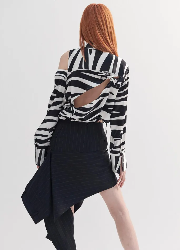 Women Zebra Slashed Blouse MONSE Tops