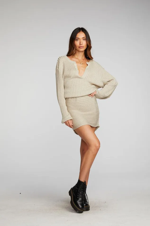 Womens Chaser Brand Dresses Lurex Rib Knit Mini Dress With Shirring