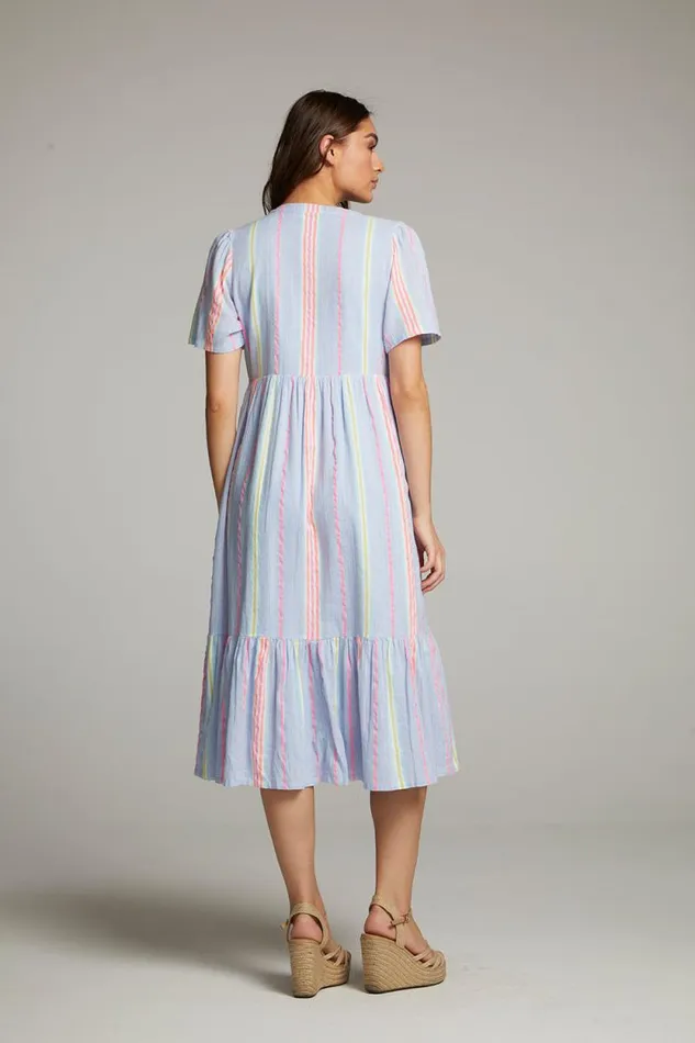 Womens Chaser Brand Loungewear Orange South West Beach Stripe Midi Dress