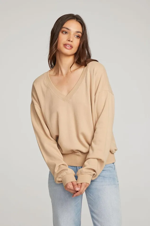 Womens Chaser Brand Outerwear Poppy Cappuccino Pullover